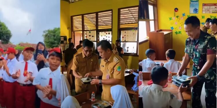 Bupati Karawang Bareng Dandim 0604 Simulasi Makan Gratis Bergizi di SDN I Cibadak Rawamerta